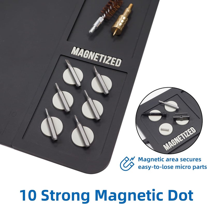 CKPART Gun Cleaning Mat, Premium Magnetic Pad With Organizer Parts Tray, Anti-Slip Rubberized Pistol Mat, Protective Workbench Mat for Gun Cleaning (16.5"x 10.43") - Image 3